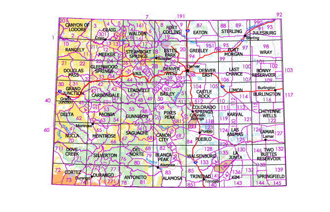 Click on this map to identify and buy the paper maps and map software you need for your hunting unit on Colorado public lands