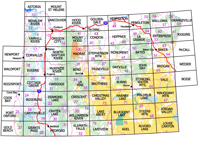 Click on this map to identify and buy the paper maps and map software you need for your hunting unit on Oregon public lands