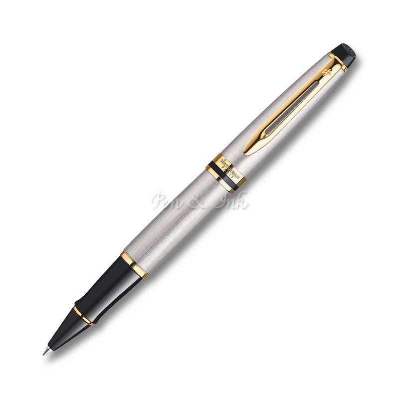 Expert Stainless Steel Gold Trim Rollerball Pen Pen And Ink Australia