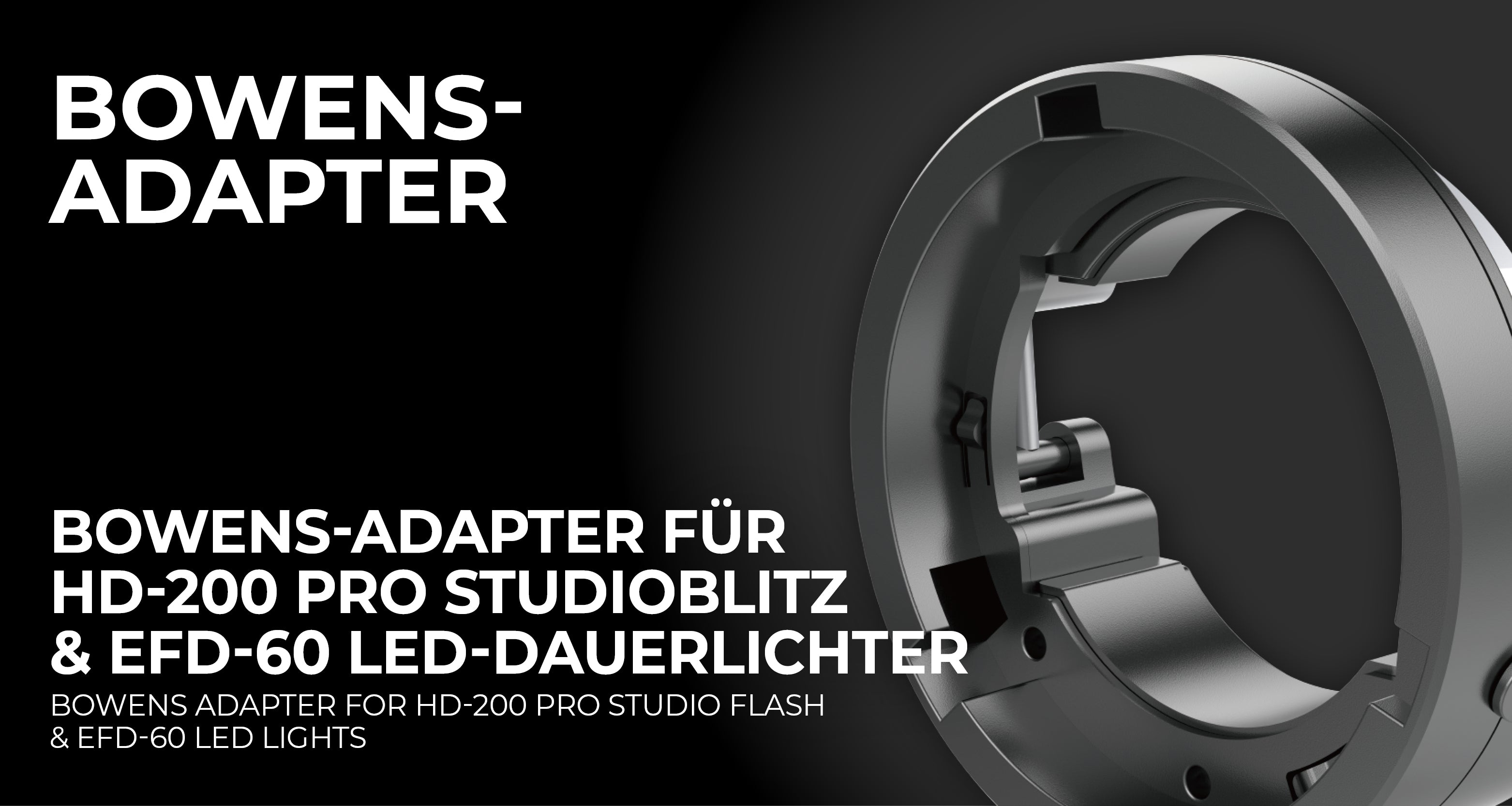 Bowens adapter for HD-200 Pro studio flash and EFD-60 permanent lights