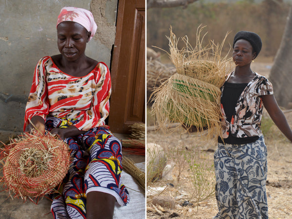 Frafra Women Artisans making bolga baskets