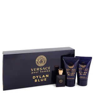 Versace Pour Homme Dylan Blue by Versace Gift Set -- 0.17 oz Mini EDT + 0.8 oz After Shave Balm + 0.8 oz Shower Gel for Men