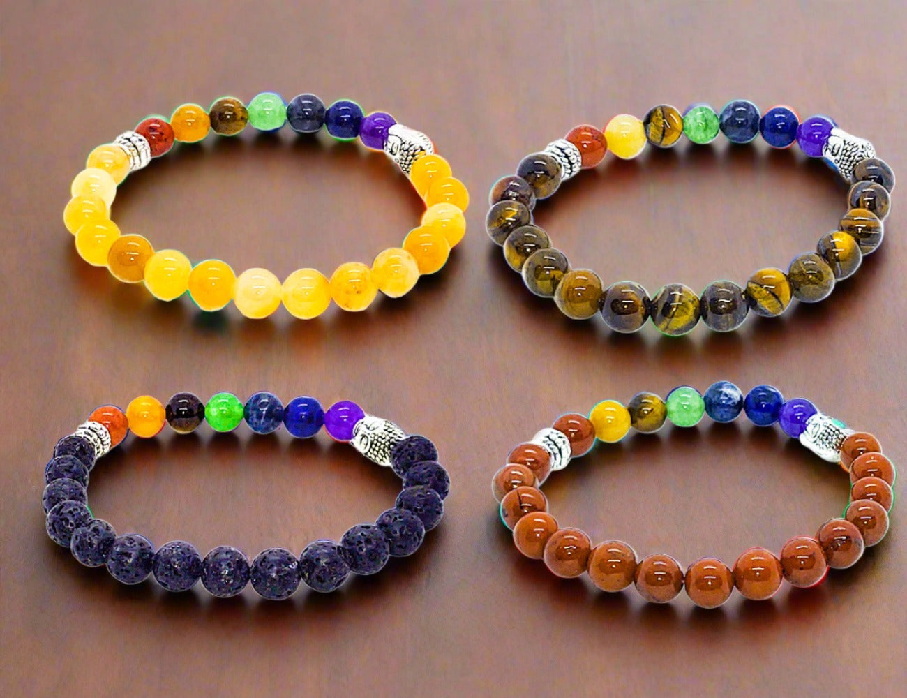 7 Chakra Natural Stone Bracelets - 8mm Beaded Stretch Bracelet J