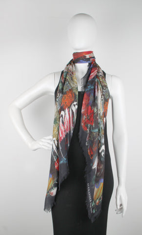 alexander mcqueen floral scarf