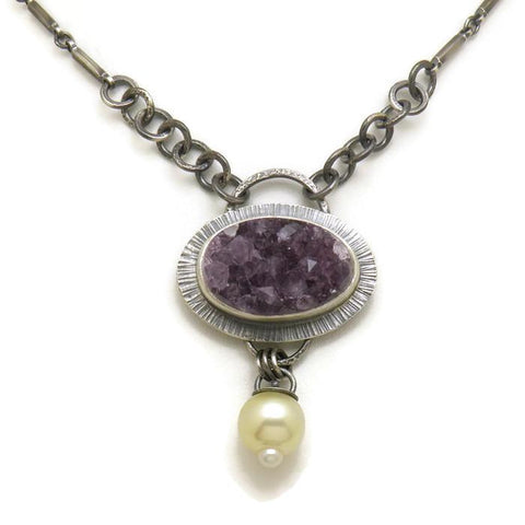 Amethyst and Pearl One-of-a-kind Necklace by Allison Kallaway