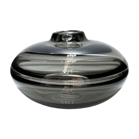 Smoke Gray Petite Squat Bud Vase by Dougherty Glassworks at Bezel and Kiln