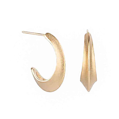 Solid 14kt yellow gold hoop earrings by Corey Egan at Bezel & Kiln Seattle, WA