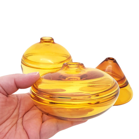 Set of 3 Amber Bud Vases by Dougherty Glassworks at Bezel and Kiln
