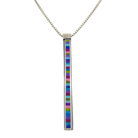 Multicolor Long Rectangle Pendant by Michele A Friedman at Bezel & Kiln Seattle, WA 