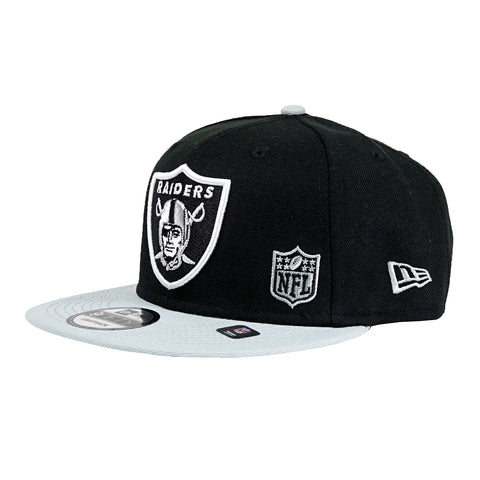 Las Vegas Raiders Blackletter Arch 9Fifty Snapback Hat in black and silver