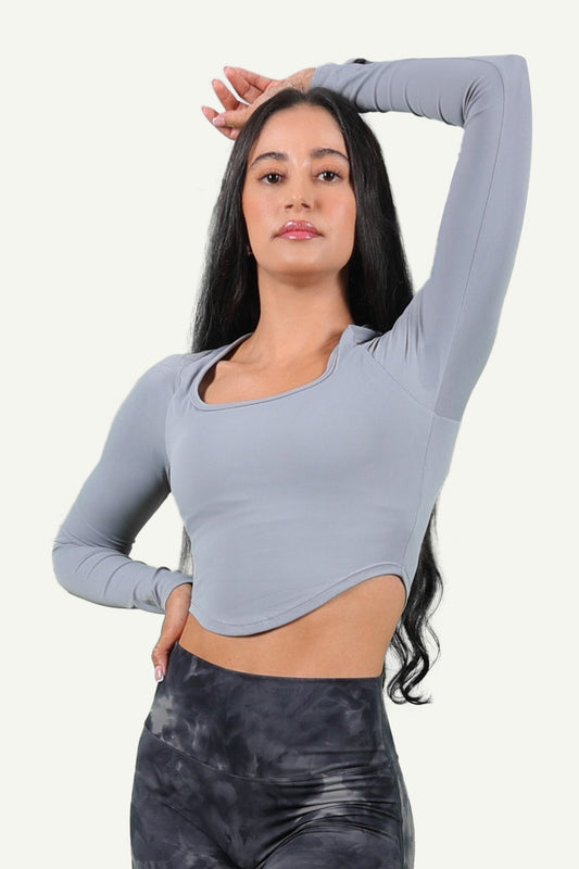Black Long Sleeve Gym Crop Top for Women – Kre'level