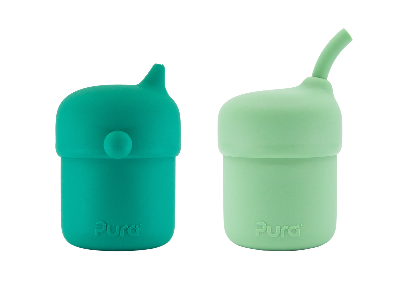 Silikong 8 Oz Silicone No Spill Sippy Cups For Toddlers and Babies |  Dishwasher and Microwave Safe | 2 Pack (Green/Blue)