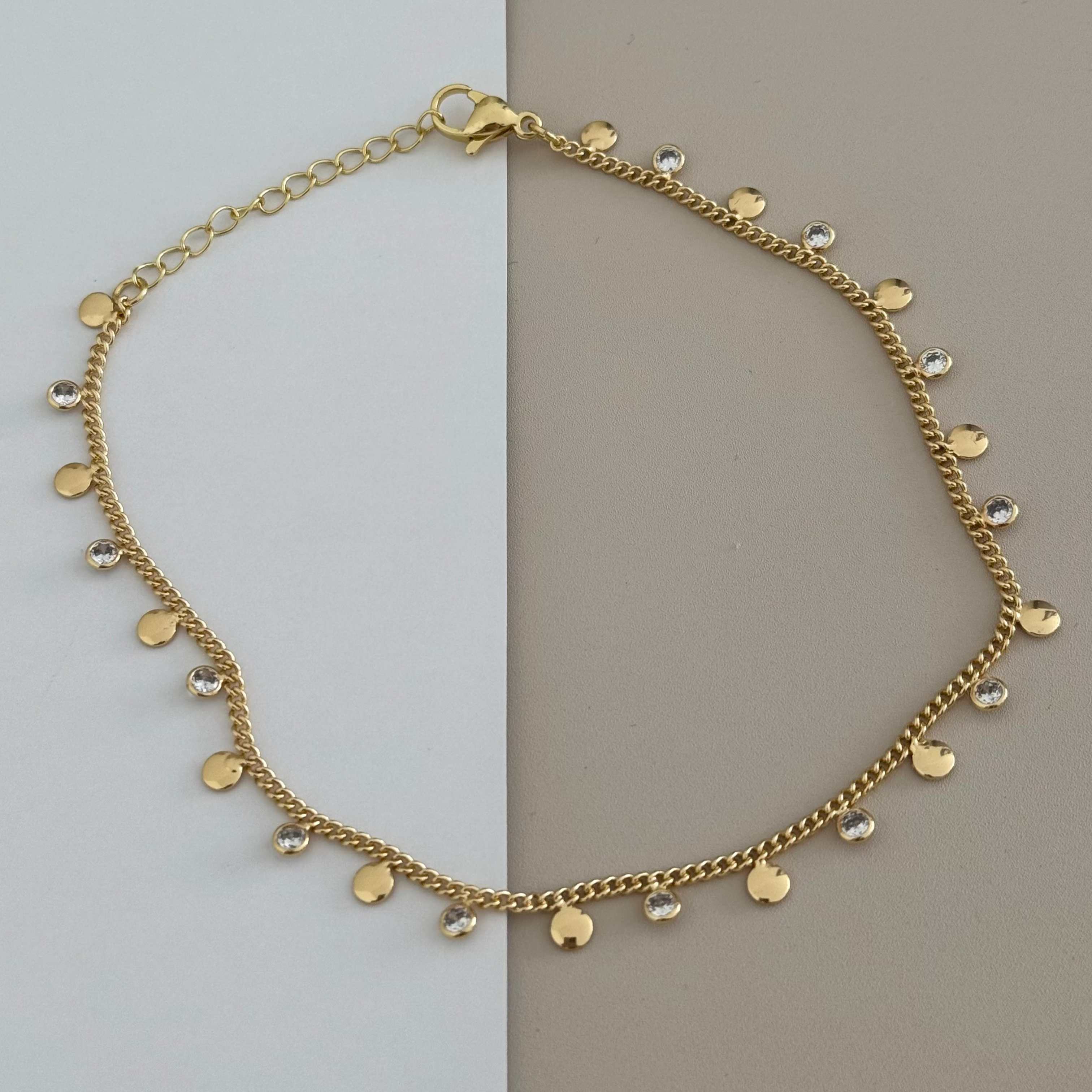 Gold and Zirconia Anklet