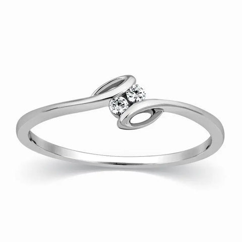 Jewelove™ Rings SI IJ / Women's Band Only 2 Diamond Platinum Ring for Girls SJ PTO 301