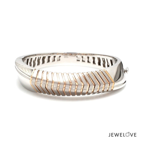 Jewelove™ Bangles & Bracelets Men of Platinum | Designer Platinum Heavy Kada with Rose Gold for Men JL PTB 1193-A