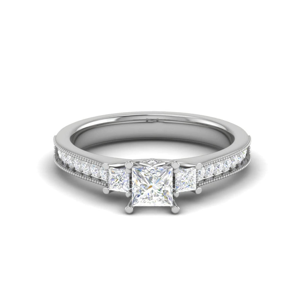 Petite Princess Diamond Bridge Engagement Ring by MDC Diamonds | White