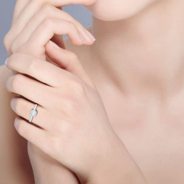 1.00 Carat Round Brilliant Cut Halo Diamond Engagement Ring - style 3 –  Beverly Hills Jewelers