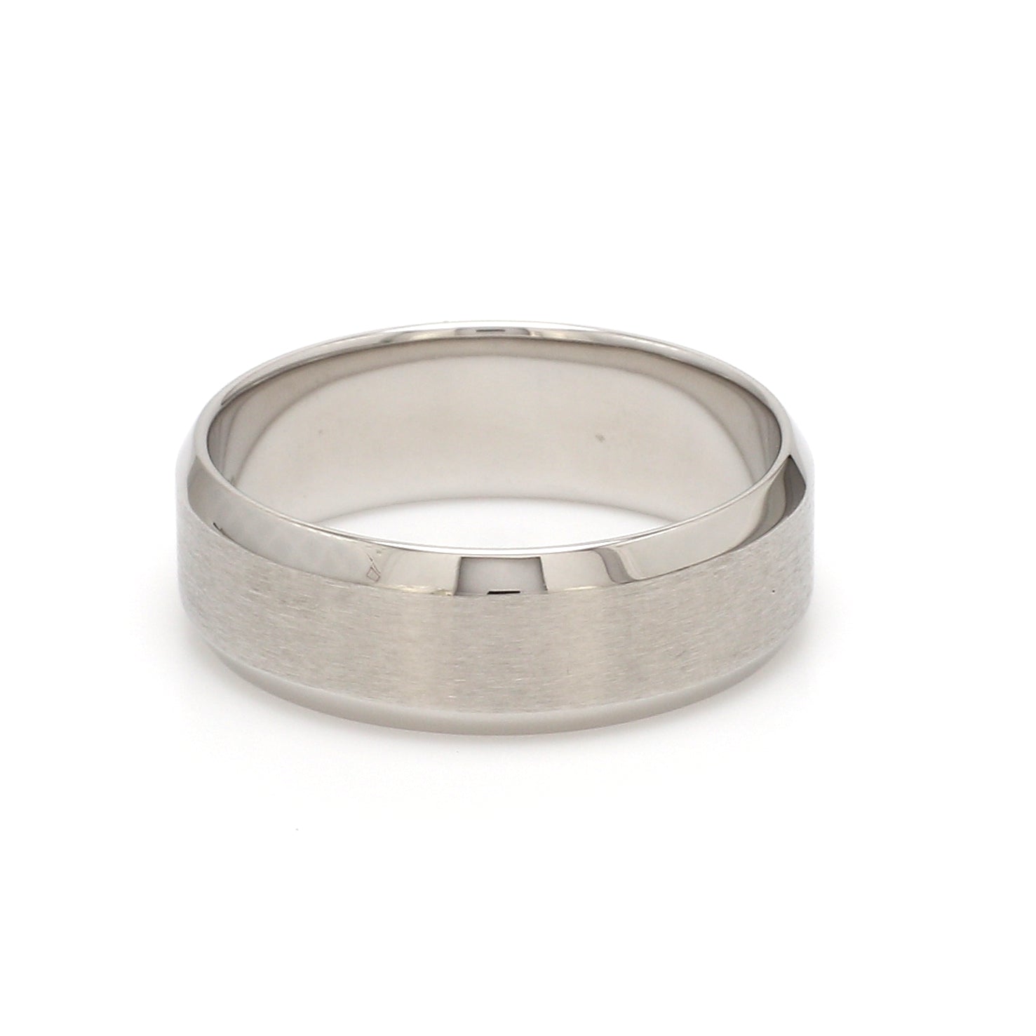 Beveled Edges Plain Platinum Ring for Men JL PT 616 - Solid