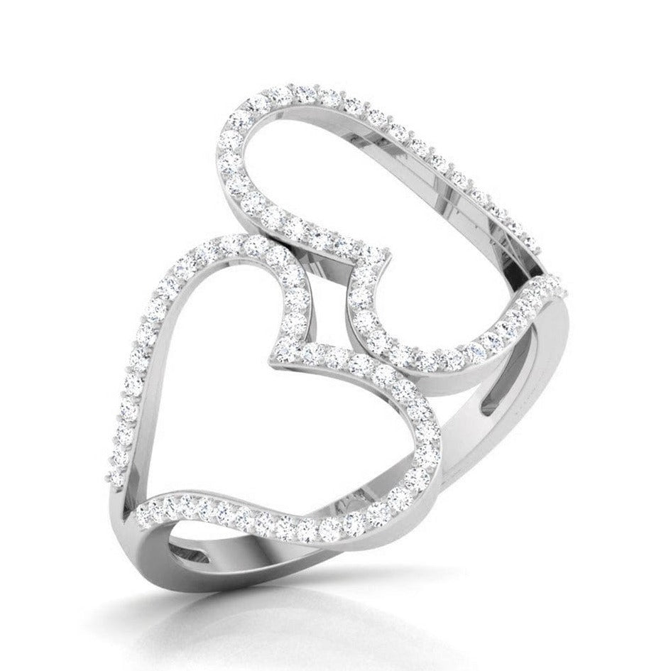 Big Hearts Platinum Ring with Diamonds for Women JL PT 564