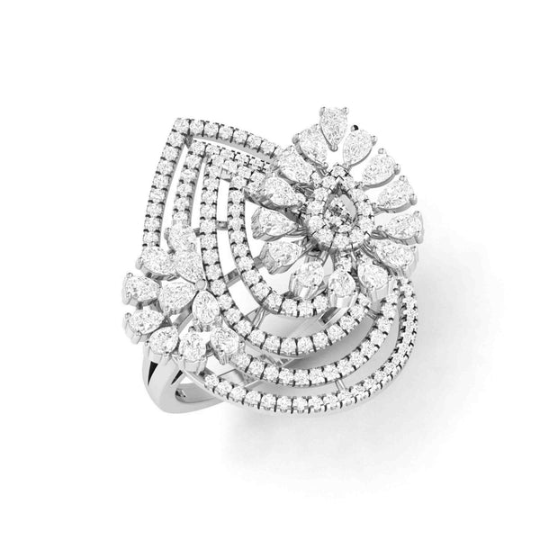Priyaasi Elegant American Diamond Ring for Women | Round Flower Design |  Rose Gold Ring (Plated) | Adjustable Fit | Oversized Cocktail Ring for  Girls for Wedding & Parties : Amazon.in: Fashion