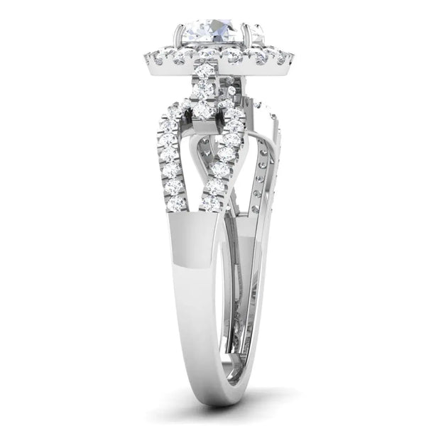 Full Halo Diamond Solitaire Engagement Ring for Women in Platinum JL P