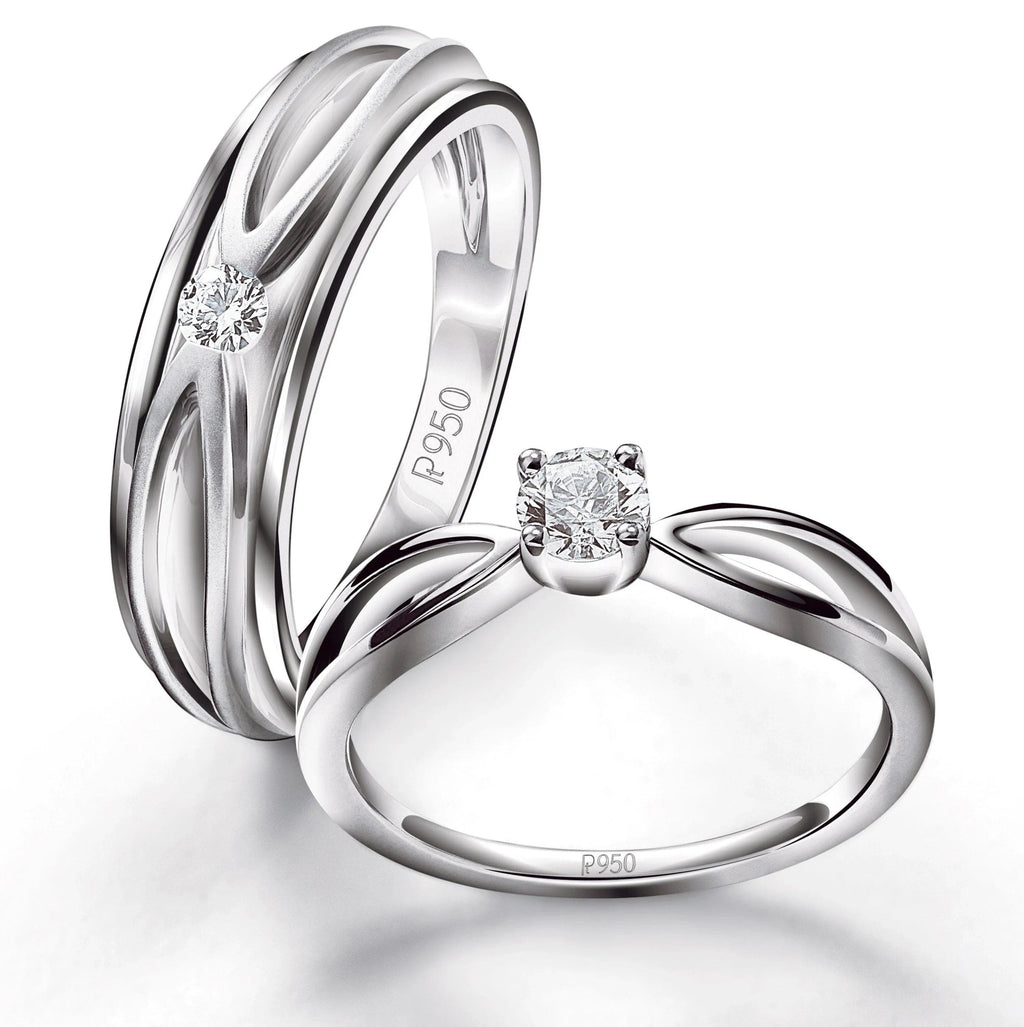 Chess Couple Rings in Platinum & Rose Gold with Single Diamonds JL PT –