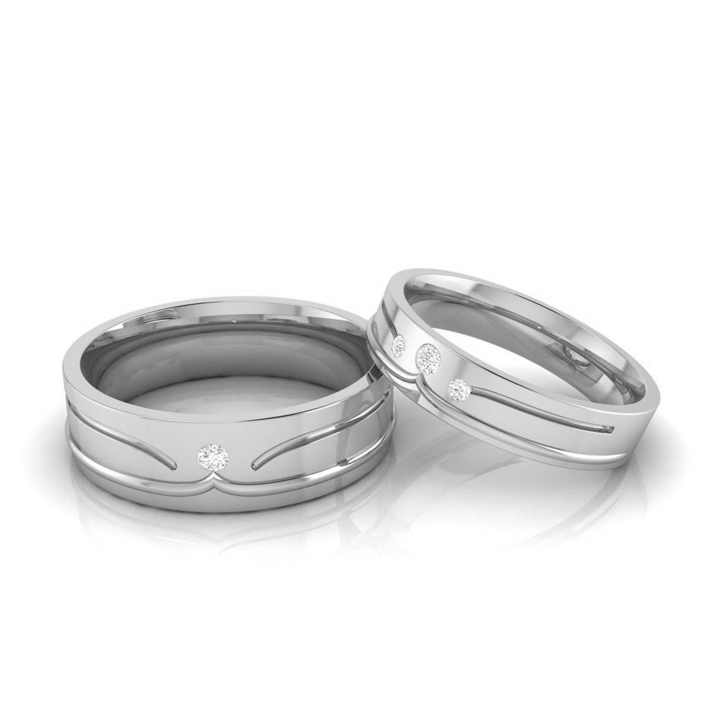 Ready to Ship - Ring Sizes 8 - Platinum Engagement Couple Rings with D