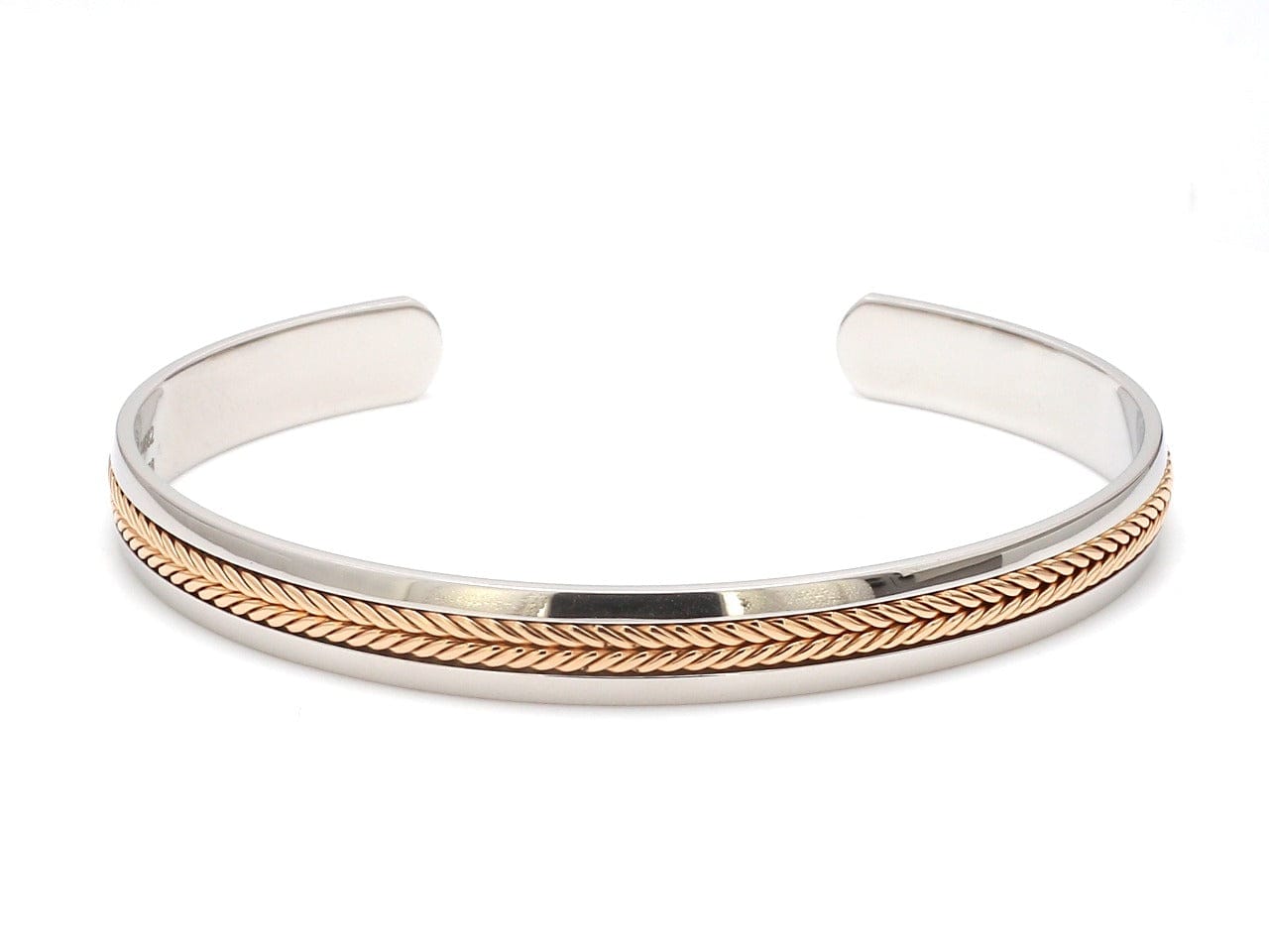 Designer Platinum & Rose Gold Open Kada Cuff Bracelet for Men JL PTB 1