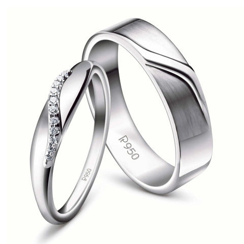 Jewelove™ Rings Both / SI IJ Elegant Platinum Couple Rings JL PT 453