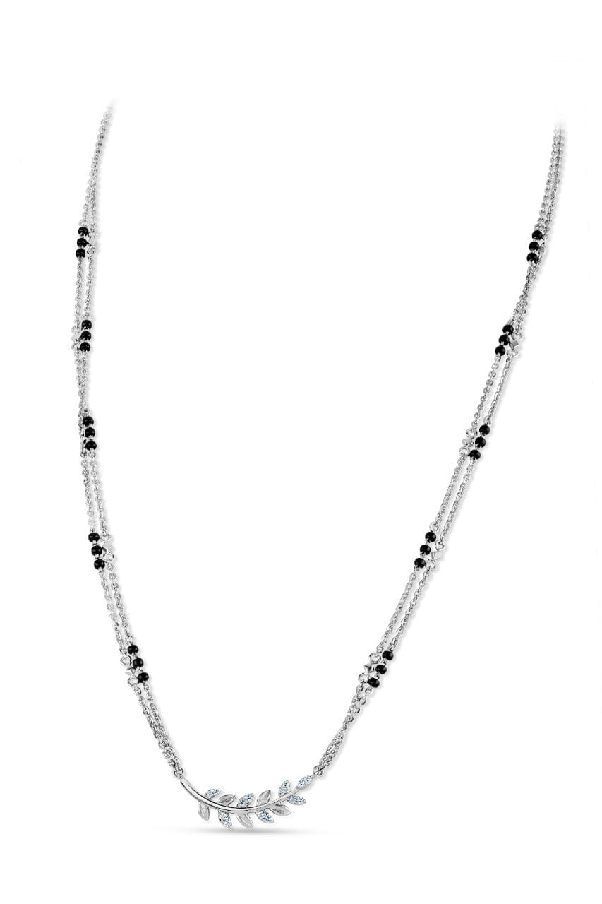 Platinum Mangalsutra Leaf Design Diamond Pendant Chain for Women JL PT
