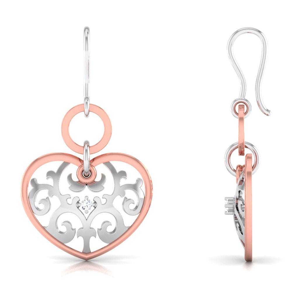 Platinum of Rose Heart Earring with Diamonds JL PT E 8230