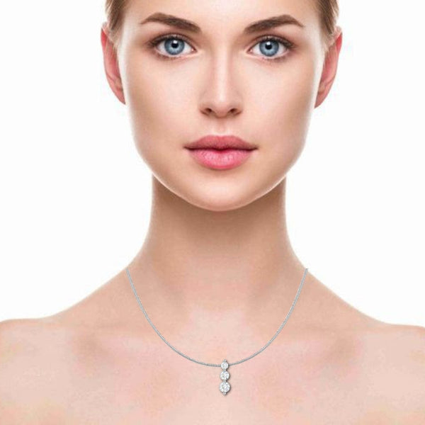 14k White Gold 1.92ctw Multi Shape Diamond Drop Pendant Necklace – Raymond  Lee Jewelers