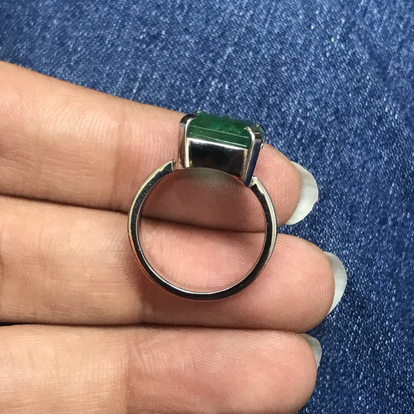 Midcentury North-South Diamond & Emerald Ring — Isadoras Antique Jewelry