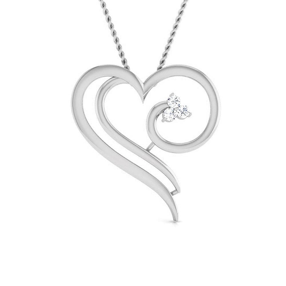 Three Diamond Platinum Heart Pendant JL PT P 8077