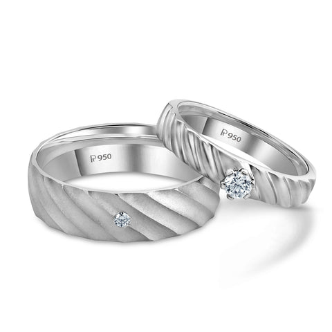 jewelove two to triumph designer matte finish platinum couple rings with single diamonds jl pt 956 both si ij 24592298705048 large