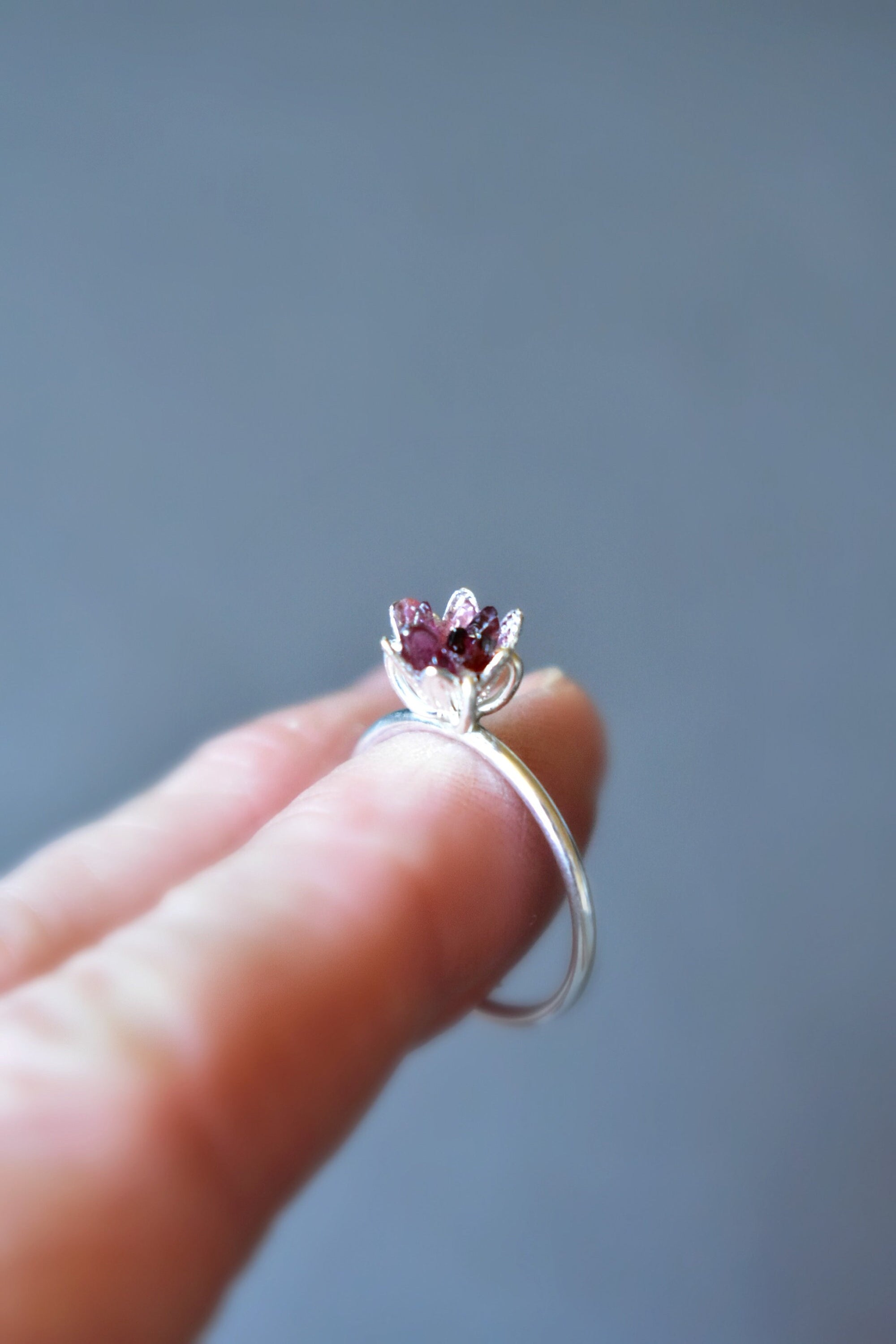 Garnet Ring, Natural Garnet, January Birthstone, Double Band Ring, Two –  Adina Stone Jewelry