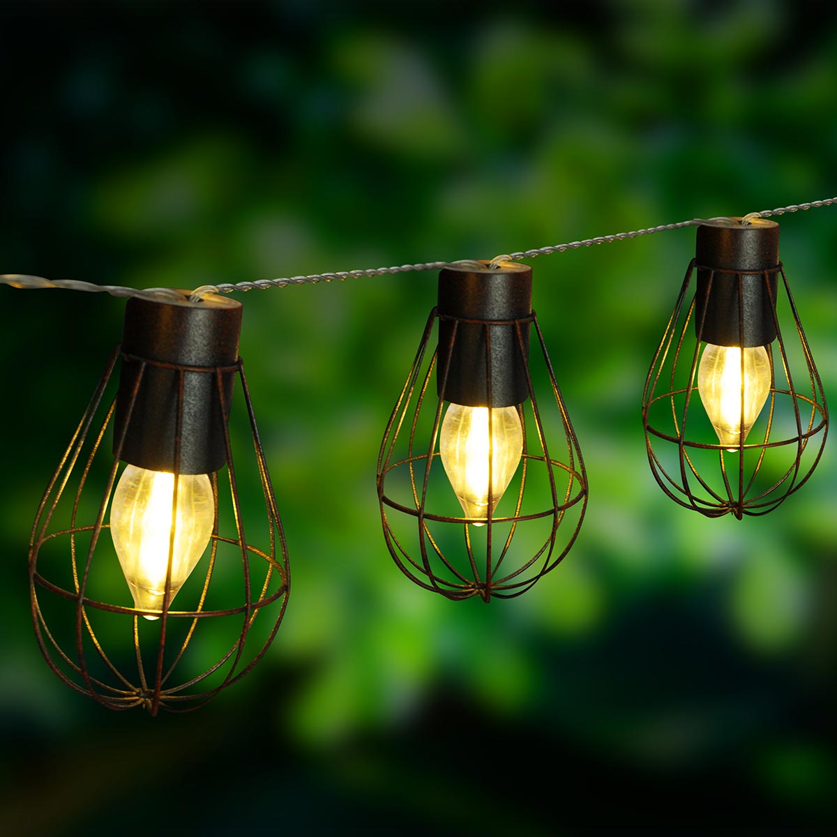 solar cage string lights