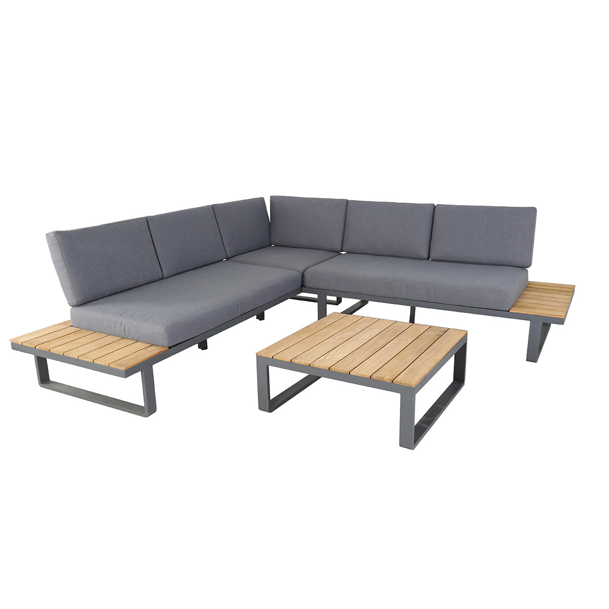 Vooruit Aanbod bijwoord INDIANA 5-seater gray aluminum and polywood low garden furniture set -  REDDECO.COM