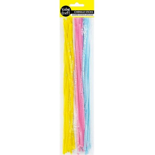 Craft Chenille Pipe Cleaners Mixed Colours - 30cm 50 Piece