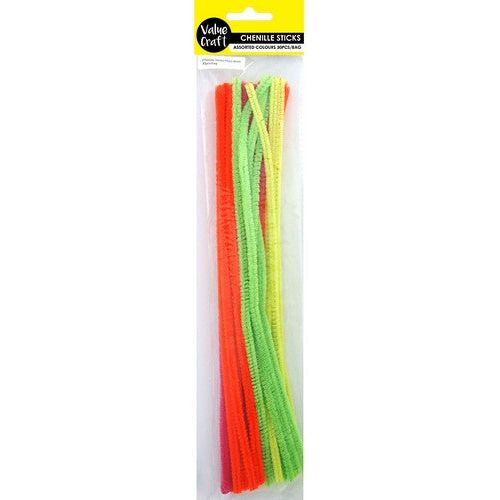 Craft Chenille Pipe Cleaners Mixed Colours - 30cm 50 Piece