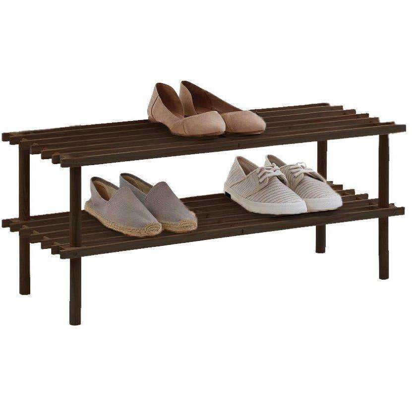 Shoe Rack 2 Tier Chocolate 74x26x34cm Dollars And Sense