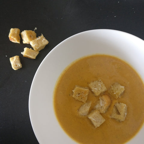 sourdough croutons and pumpkin soup