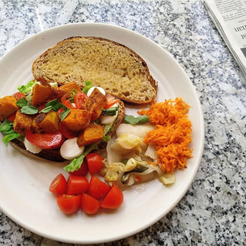 Sourdough & Slow Roasted Pumpkin, Cherry Tomato, Basil & Bangalore Mozzarella