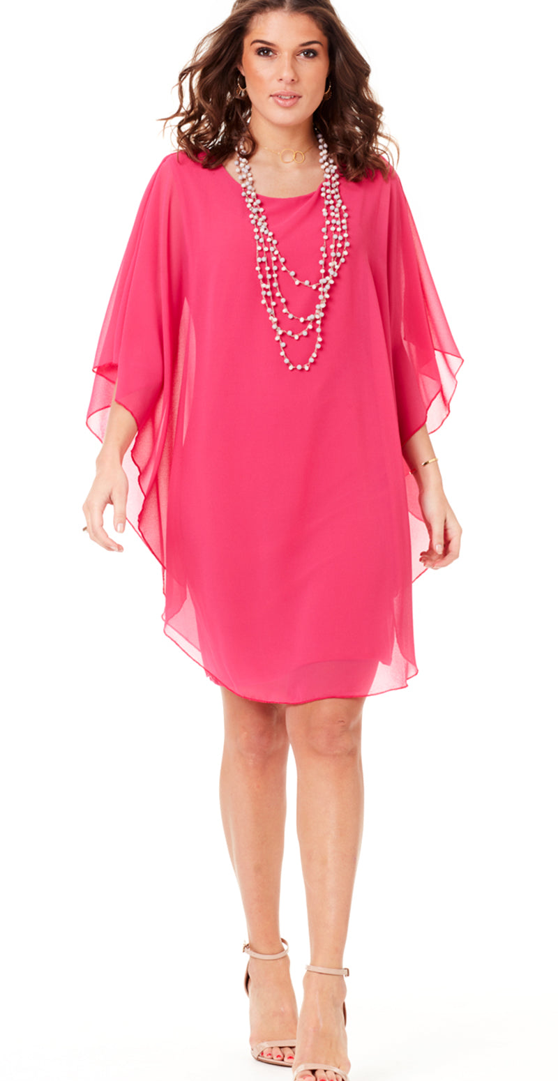 Pink chiffon kjole (4502478192721)