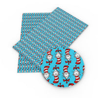 Dr Seuss The Cat In the Hat Inspired Printed Faux Leather Sheet