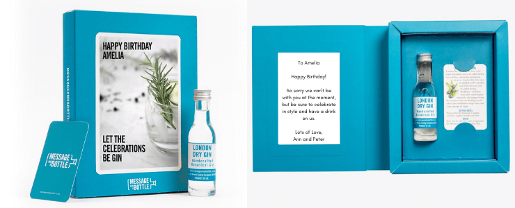 Gin birthday card available at Message and a Bottle