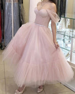 Load image into Gallery viewer, Pink Midi Tulle Ball Gown
