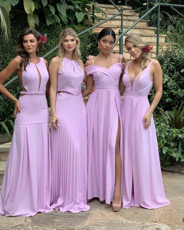 Purple Tulle Convertiable Mismatched Long Wedding Party Dresses Cheap  Charming Bridesmaid Dresses, WG34