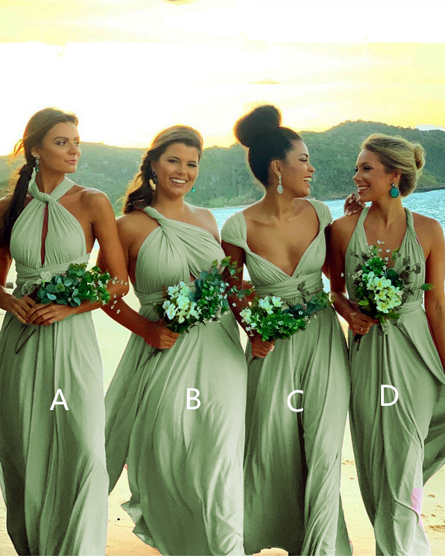 Sage Green Bridesmaid Dresses Convertible Lisposa 1067