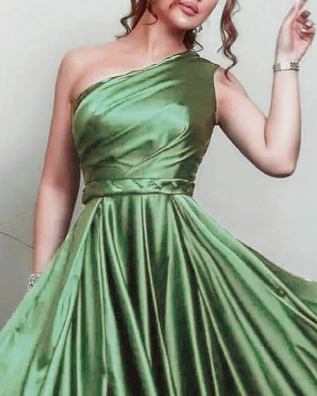 Sage Green Bridesmaid Dresses Satin One Shoulder Split | Lisposa